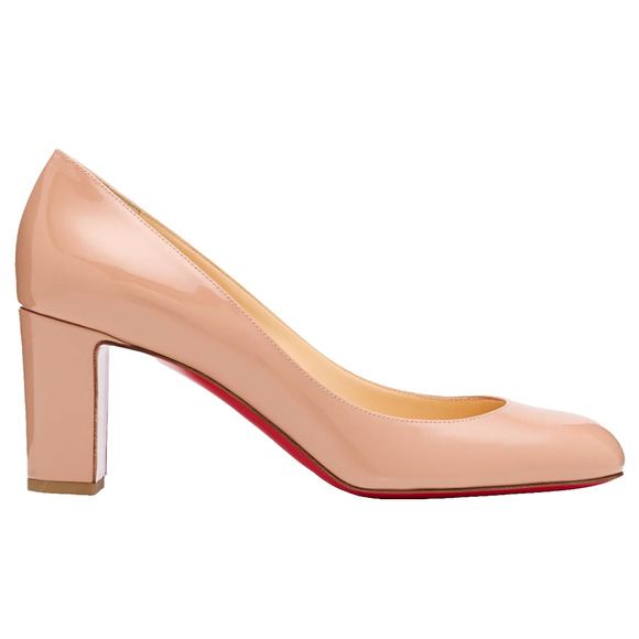 Christian Louboutin Shoes - Christian Louboutin Cadrilla 70 Nude Blush Patent Leather Block Heel Pump 40